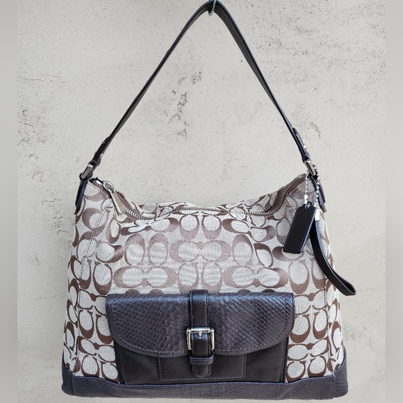 Coach Handbags - Coach Charlie Signature Python Hobo
